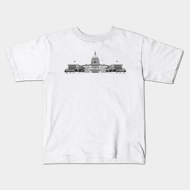 United States Capitol Building Kids T-Shirt by Dual Rogue